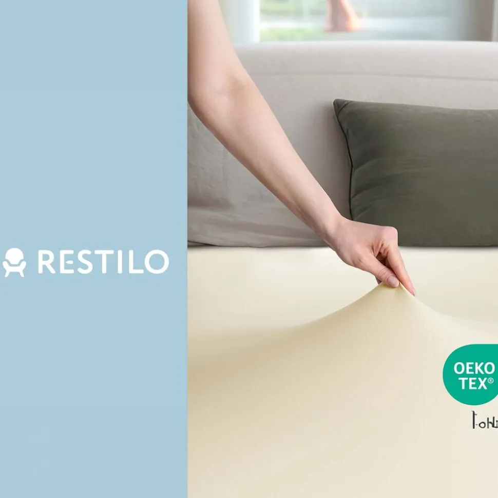 Prześcieradło z gumką 80-90 x 200 cm Restilo Amber, kremowe