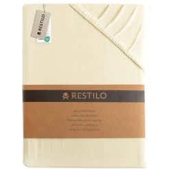 Prześcieradło z gumką 80-90 x 200 cm Restilo Amber, kremowe