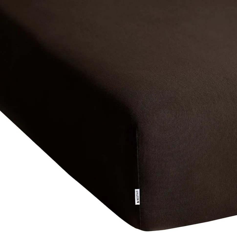 Prześcieradło z gumką 80-90 x 200 cm Restilo Amber, czekoladowe