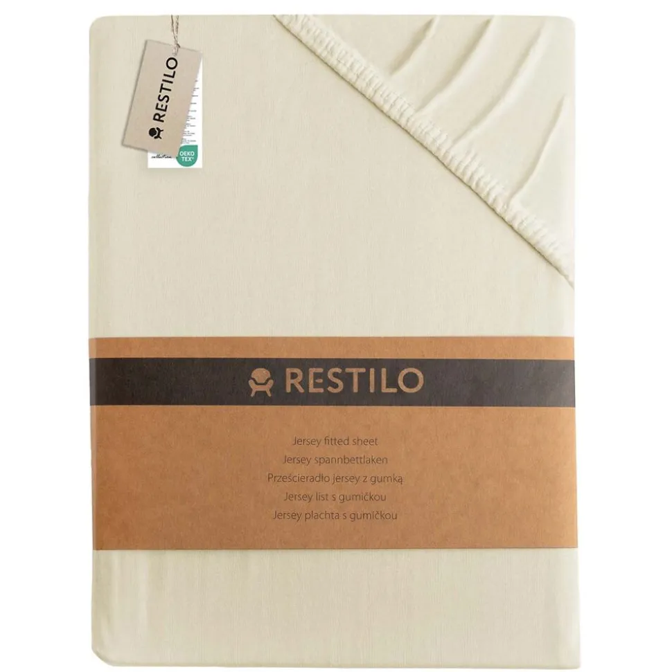 Prześcieradło z gumką 80-90 x 200 cm Restilo Amber, beżowe