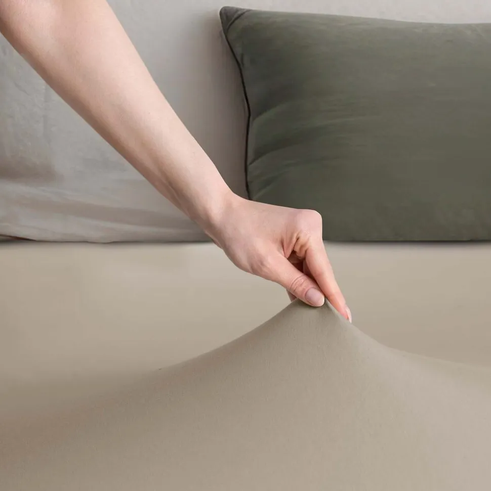 Prześcieradło z gumką 80-90 x 200 cm Restilo Amber, cappuccino