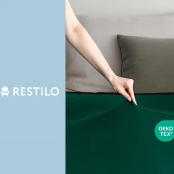 Prześcieradło z gumką 80-90 x 200 cm Restilo Amber, zielone