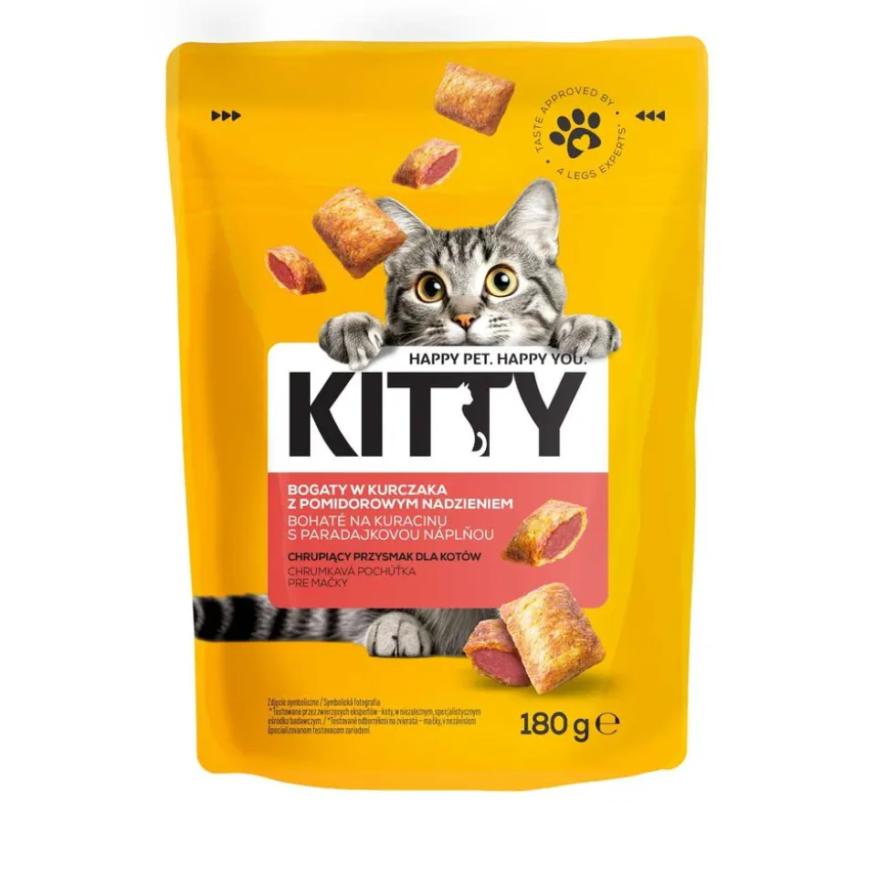 Przekąska dla kota Kitty, poduszeczki, ser lub pomidor, 12 x 180 g