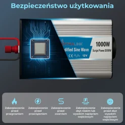 Przetwornica Extralink OPIM-1000W, 1000 W, modyfikowany sinus, moc szczytowa 2000 W