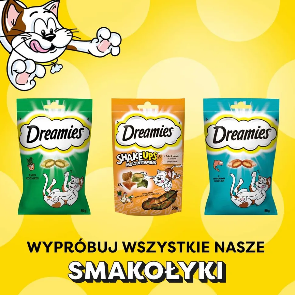 Przysmak dla kotów Dreamies Creamy Mega Pack, kocimiętka, ser, 84 x 10 g