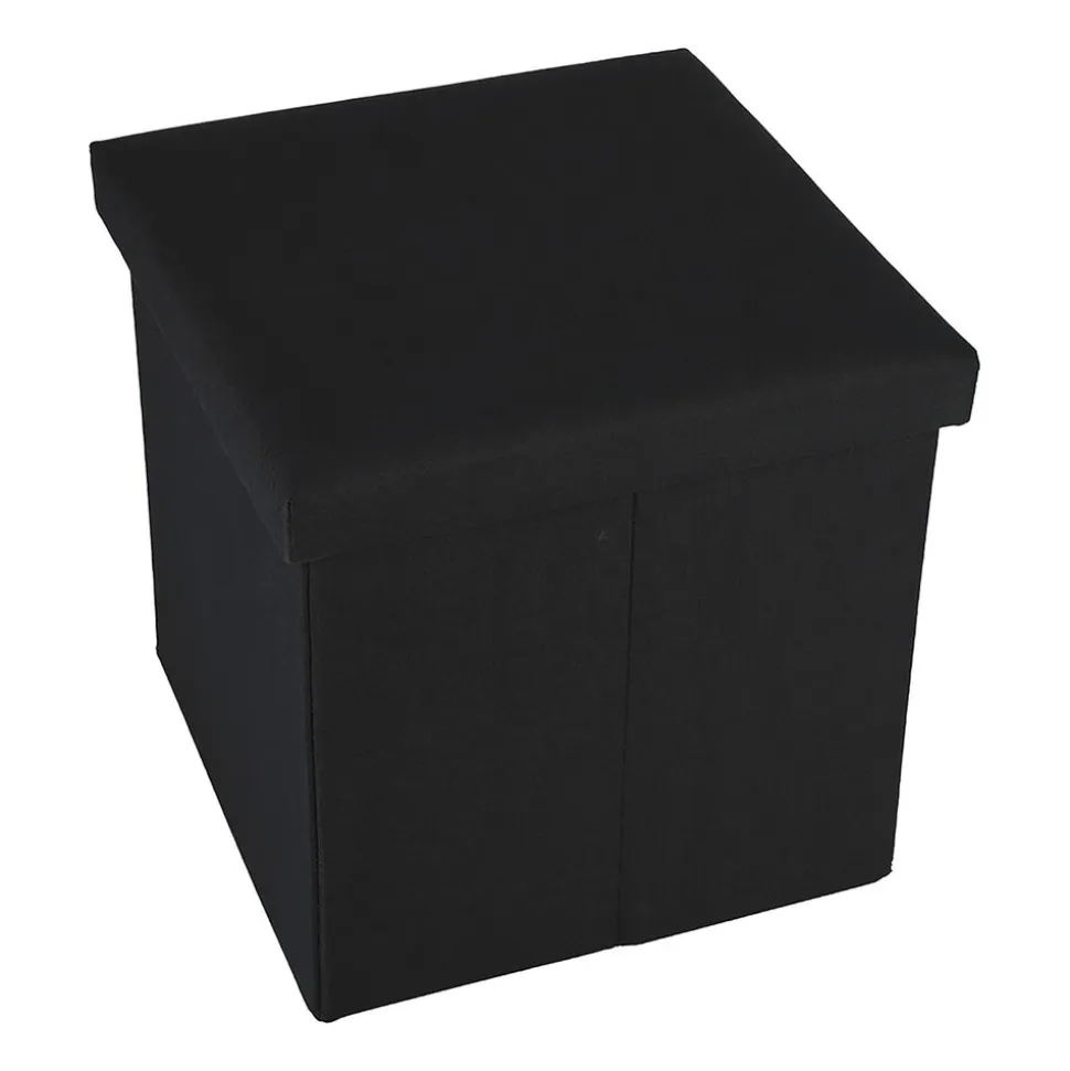 Puf ze schowkiem Smukee Home, 38 x 38 x 38 cm, czarny
