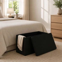 Puf ze schowkiem Smukee Home, 76 x 38 x 38 cm, czarny