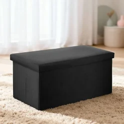 Puf ze schowkiem Smukee Home, 76 x 38 x 38 cm, czarny