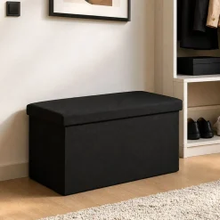 Puf ze schowkiem Smukee Home, 76 x 38 x 38 cm, czarny