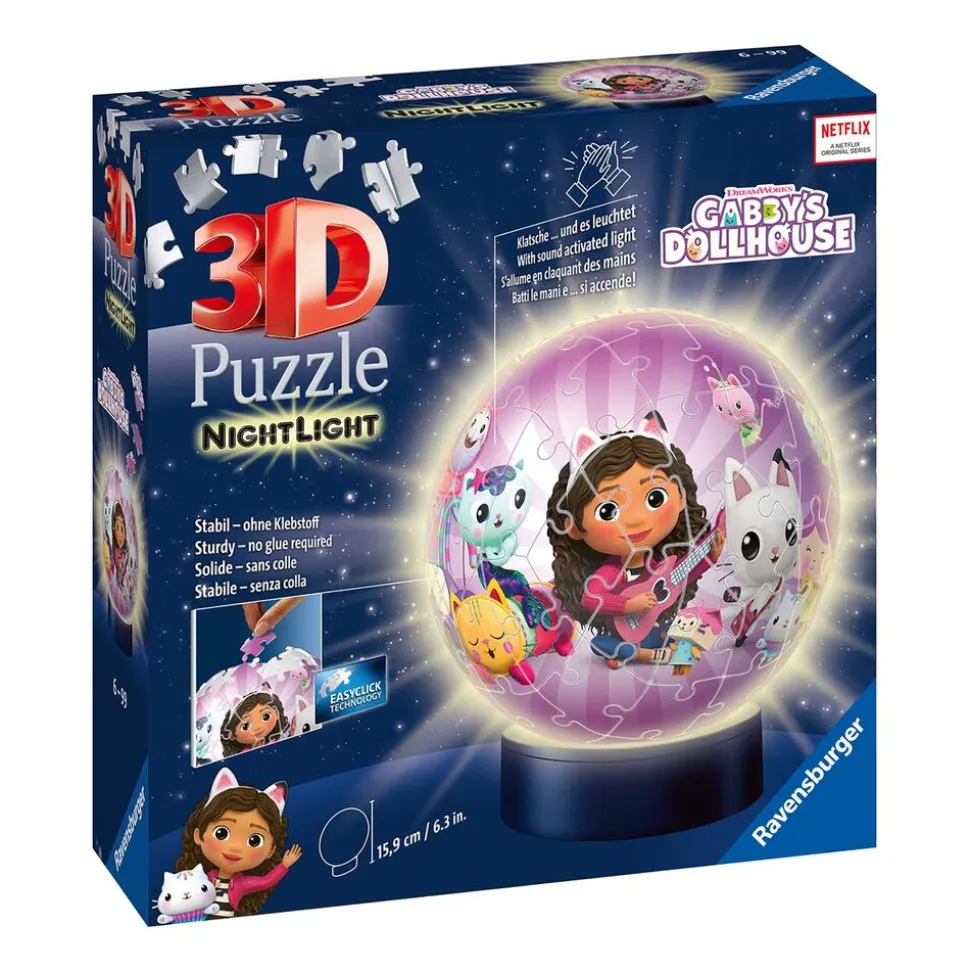 Puzzle Ravensburger Koci Domek Gabi, świecąca kula 3D, 75 elementów