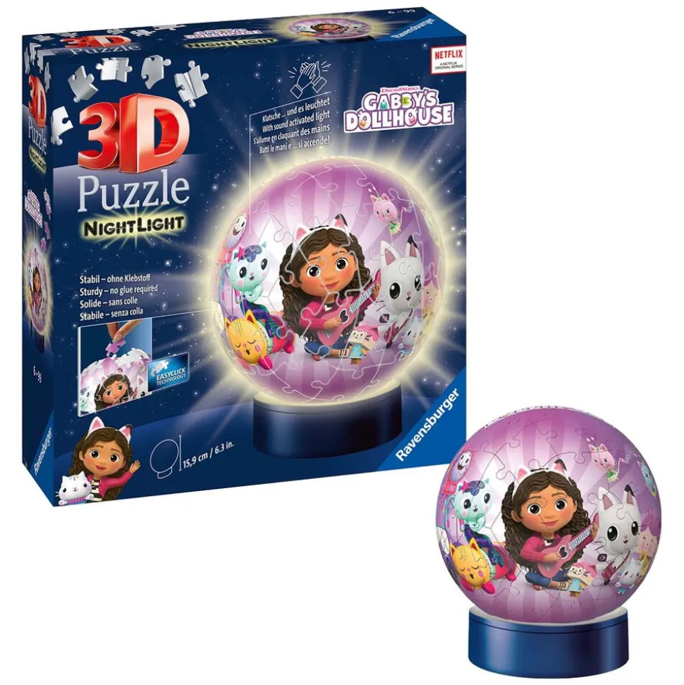 Puzzle Ravensburger Koci Domek Gabi, świecąca kula 3D, 75 elementów