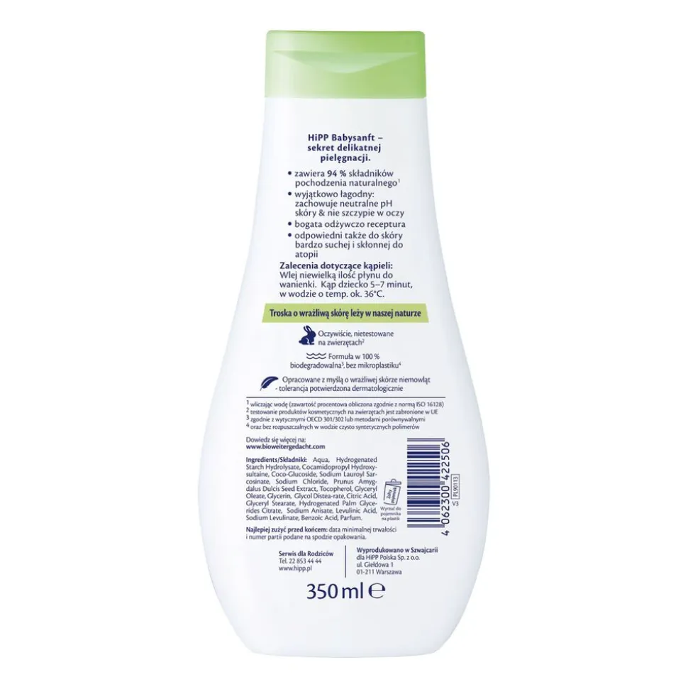 Płyn do kąpieli HIPP Babysanft Sensitive, od 1 dnia życia, 350 ml