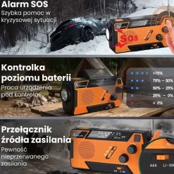 Radio na korbkę Extralink Power Ranger SR-4000, z powerbankiem i latarką