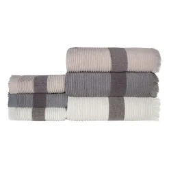 Ręcznik bawełniany frotte Faro Fala, 500 gsm, 30 x 50 cm, z frędzlami, ecru
