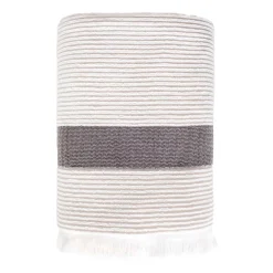 Ręcznik bawełniany frotte Faro Fala, 500 gsm, 50 x 90 cm, z frędzlami, ecru