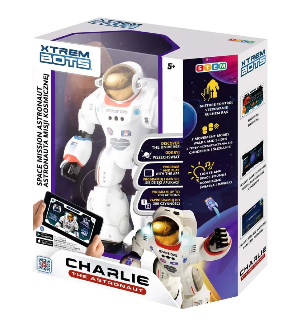 Robot Charlie Astronauta Xtrem Bots, zdalnie sterowany, możliwość programowania