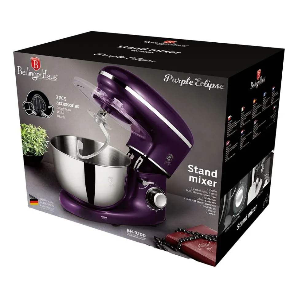Robot planetarny BerlingerHaus Purple Eclipse, 1300 W, 6 l, 3 końcówki