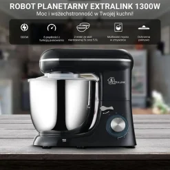 Robot planetarny Extralink, 1300 W, 2 misy 5 l i 5,5 l, czarny