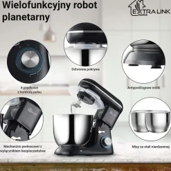 Robot planetarny Extralink, 1300 W, 2 misy 5 l i 5,5 l, czarny