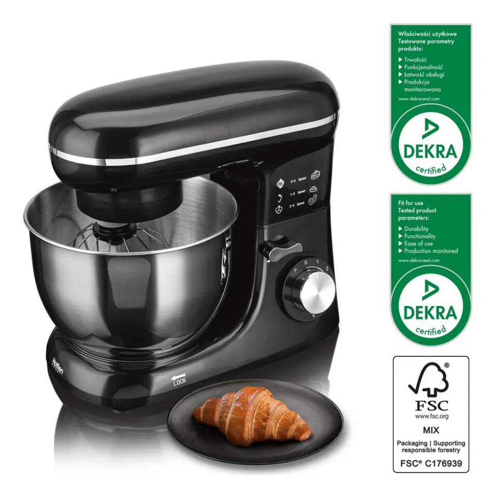 Robot planetarny Hoffen Expert, 1300 W, 2 misy 4 l i 5 l, czarny