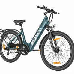 Rower elektryczny damski Bikfun AMAK00053, koła 26'', ciemnozielony
