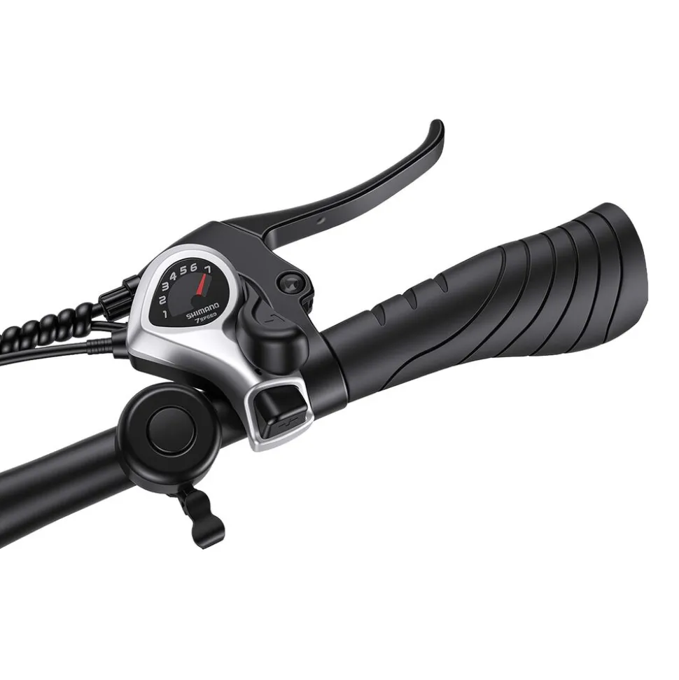 Rower elektryczny MTB Ancheer, 27,5”, czarny z niebieskimi elementami