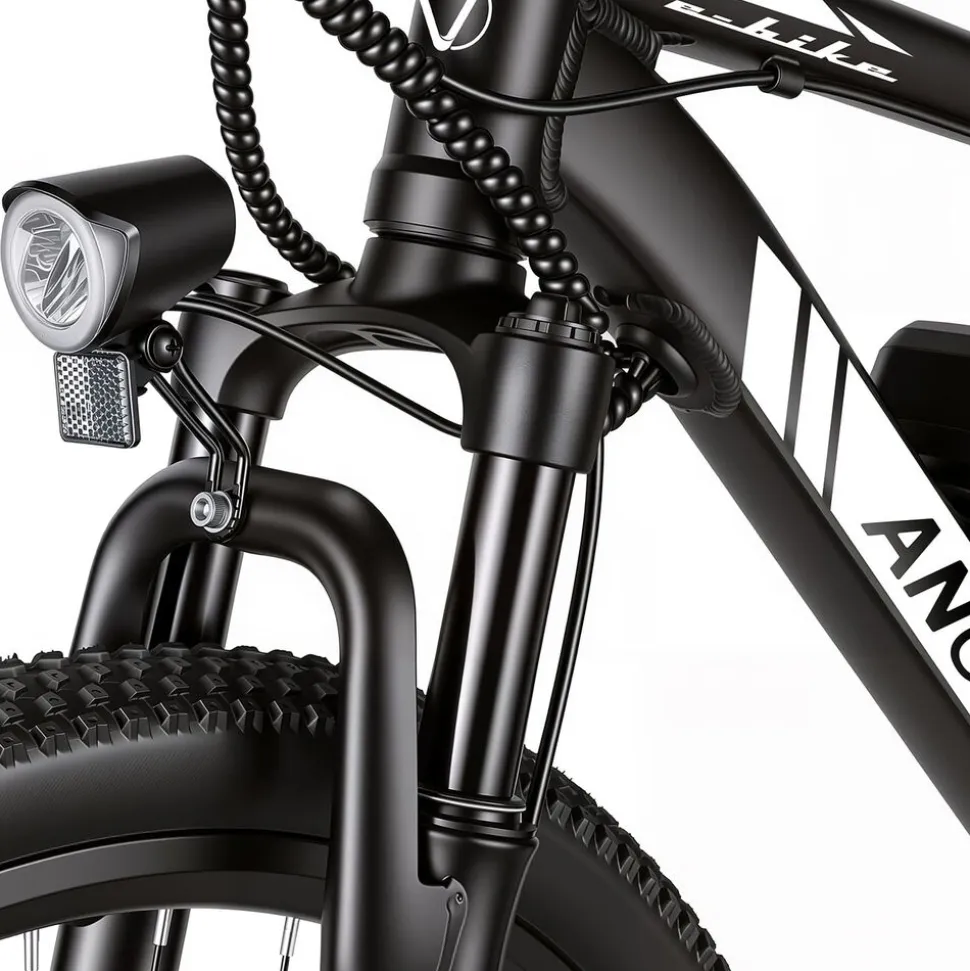 Rower elektryczny MTB Ancheer, 27,5”, czarny z białymi elementami