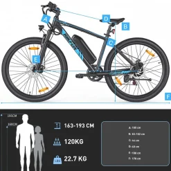Rower elektryczny MTB Bikfun AMAK00051, koła 27,5'', niebieski