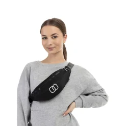 Saszetka biodrowa, czarna, z białym logo