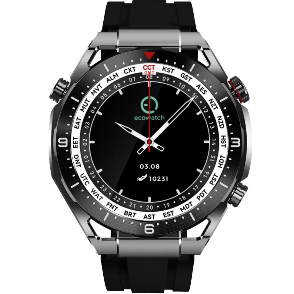 Smartwatch Ecowatch 1, 3 wymienne paski, czarny