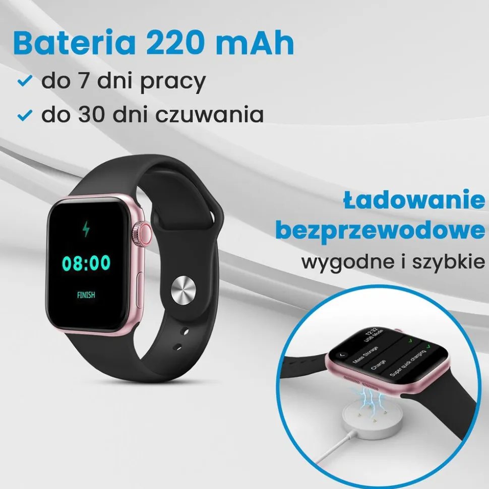 Smartwatch Extralink Lifestyle Watch9, 2 opaski, różowy