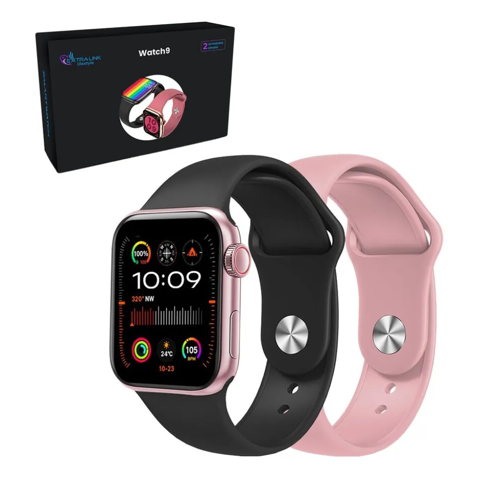 Smartwatch Extralink Lifestyle Watch9, 2 opaski, różowy