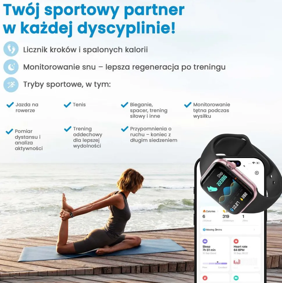 Smartwatch Extralink Lifestyle Watch9, 2 opaski, różowy