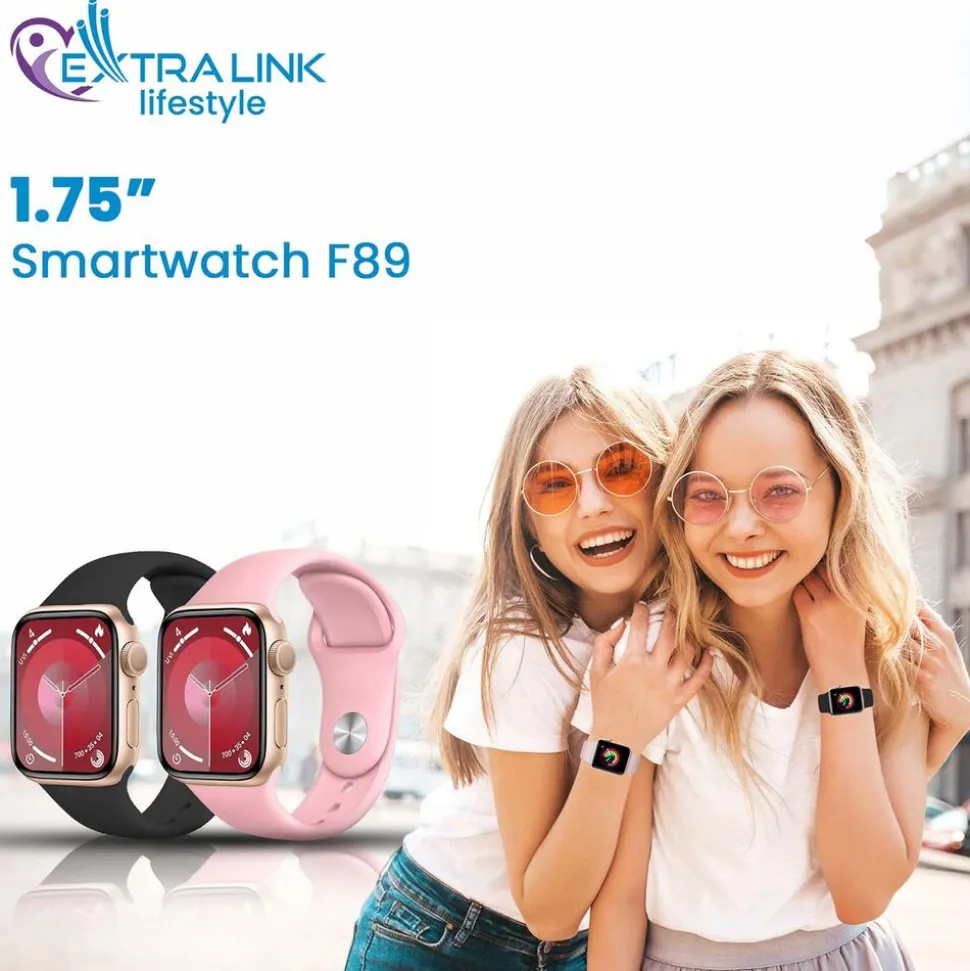 Smartwatch Extralink Lifestyle F89, 2 opaski, złoty