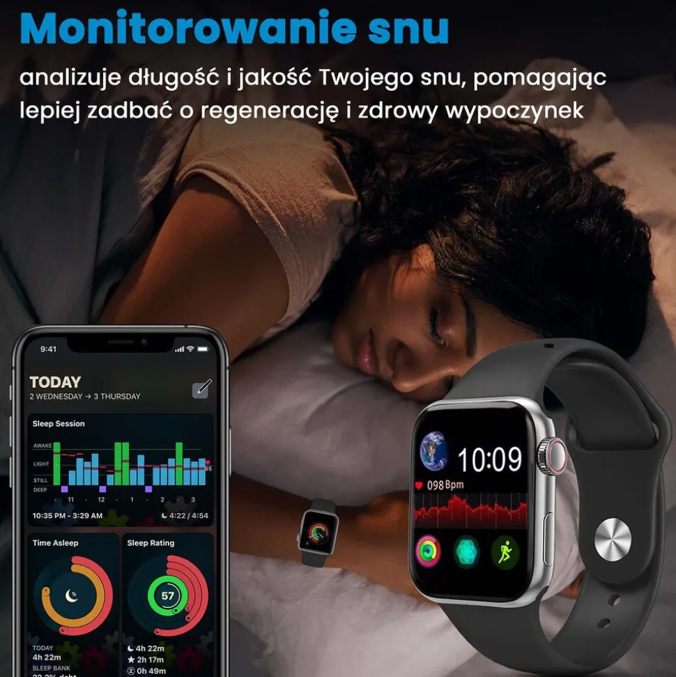Smartwatch Extralink Lifestyle Watch9, 2 opaski, srebrny