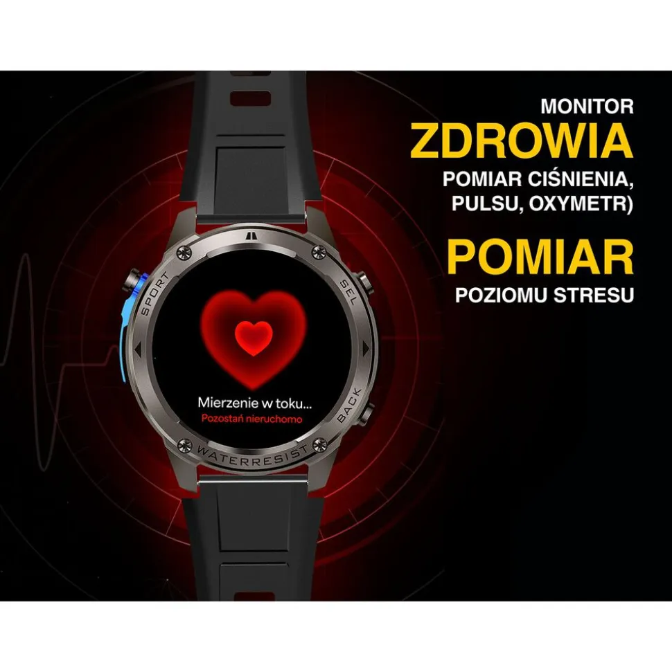 Smartwatch Tracer GP-Fit2, 1,43'', wodoodporny, 2 paski, czarny, granatowy