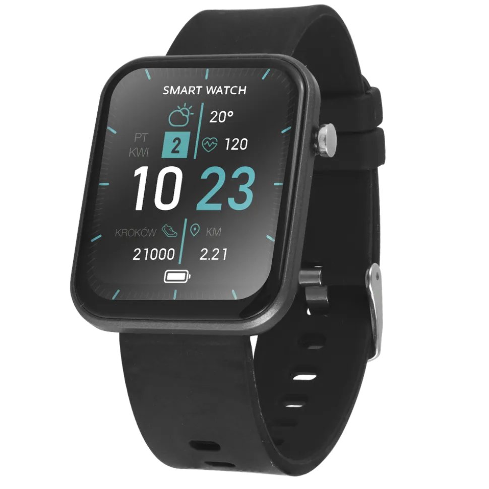 Smartwatch z 8 trybami sportowymi Hykker, wodoodporny, kwadratowy