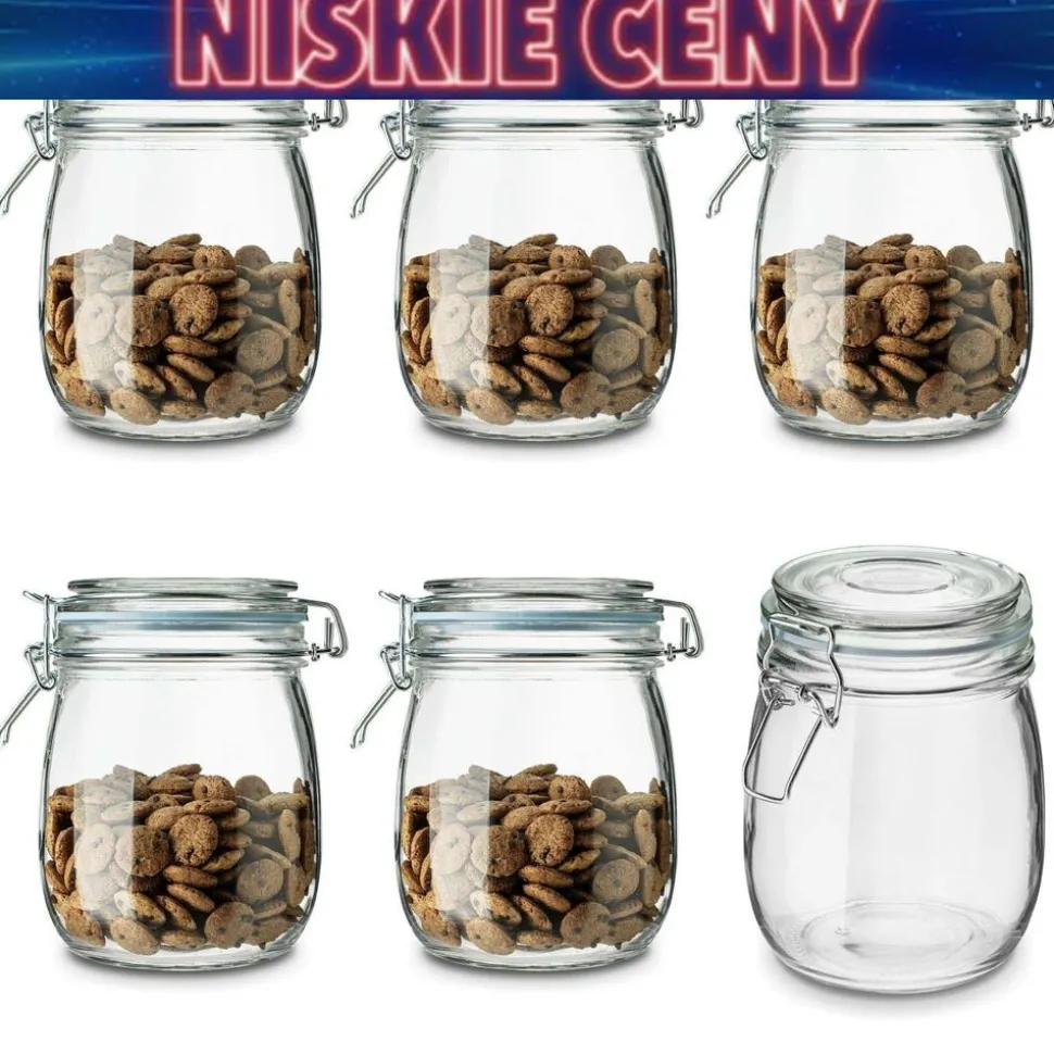 Słoik szklany 0,75 l z klipsem Tadar, 6 szt.