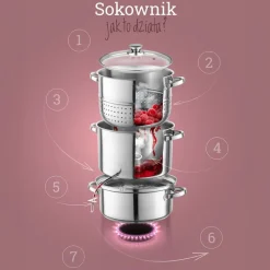 Sokownik parowy 8 l Florina, 2 x butelka na sok, akcesoria