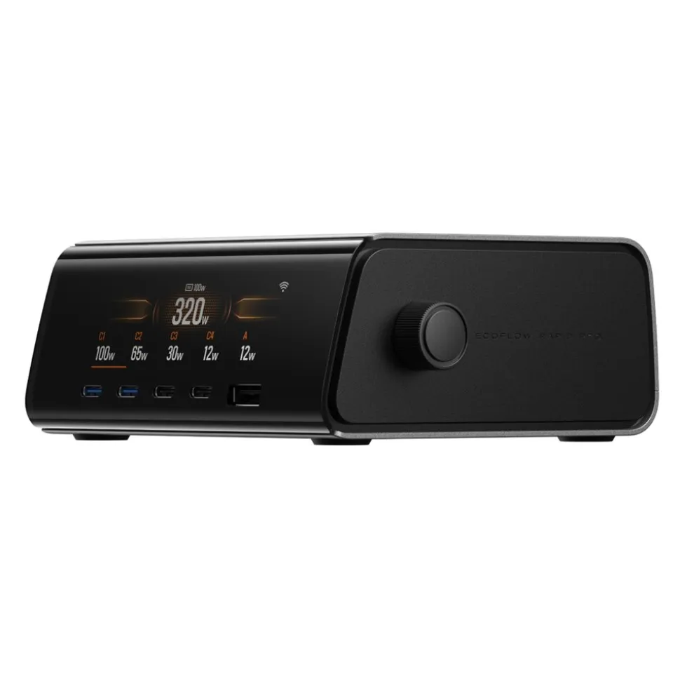 Stacja ładująca EcoFlow Rapid Pro, 320 W, 5 portów, czarna
