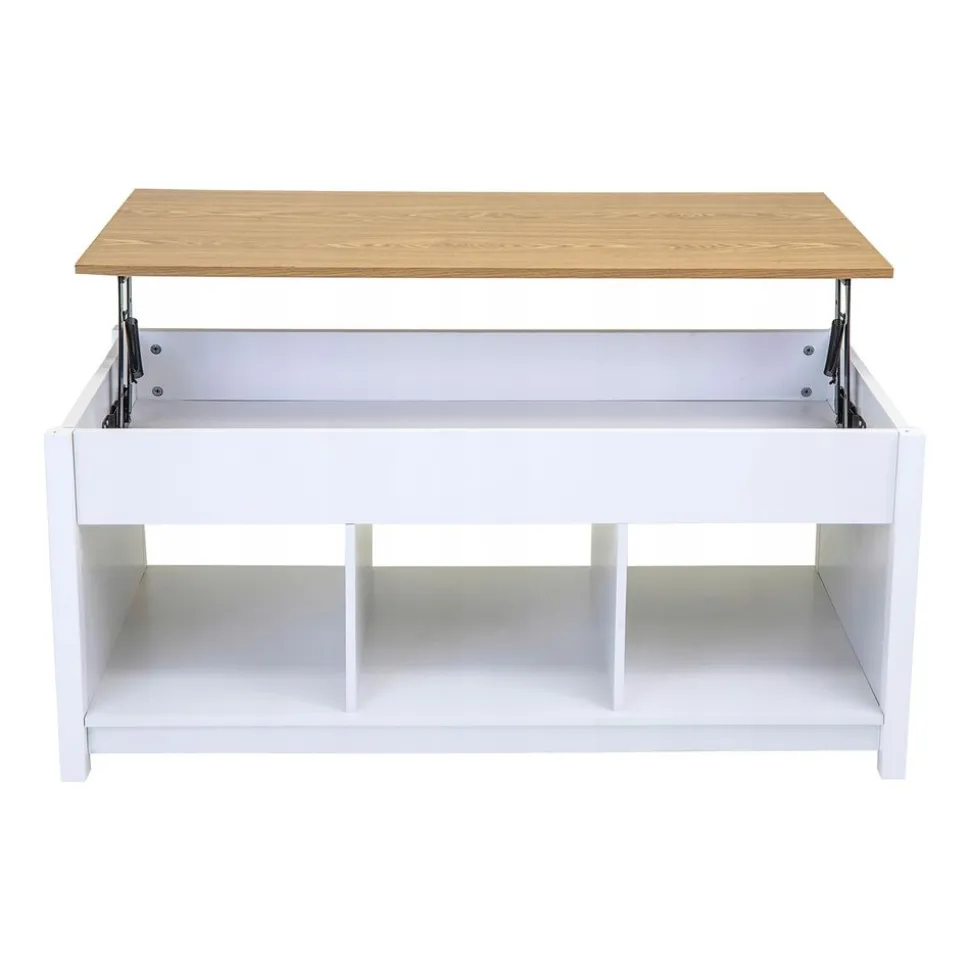 Stolik kawowy 48-62 x 50 x 105 cm Jumi, z podnoszonym blatem, biały