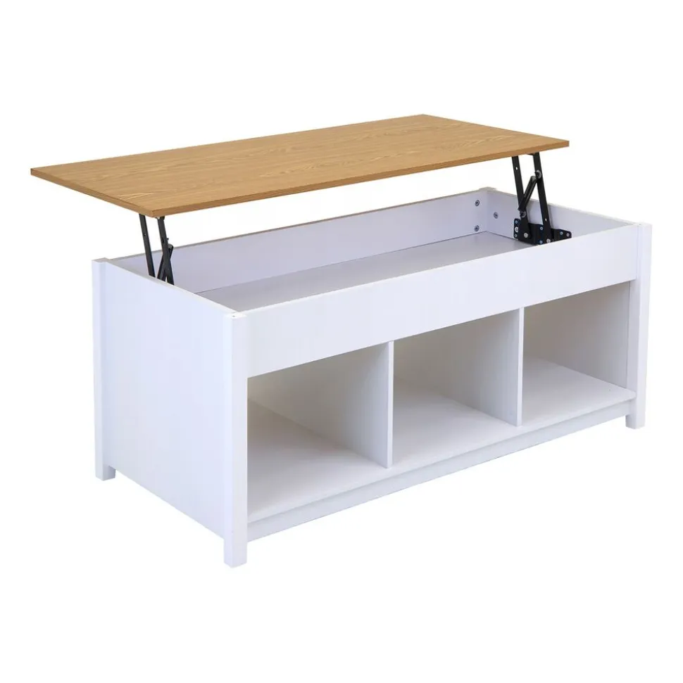 Stolik kawowy 48-62 x 50 x 105 cm Jumi, z podnoszonym blatem, biały
