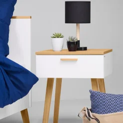 Stolik nocny Frisk 60 cm, biały