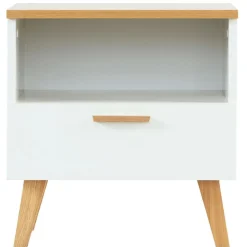 Stolik nocny Frisk 50 cm, skandynawski styl, biały