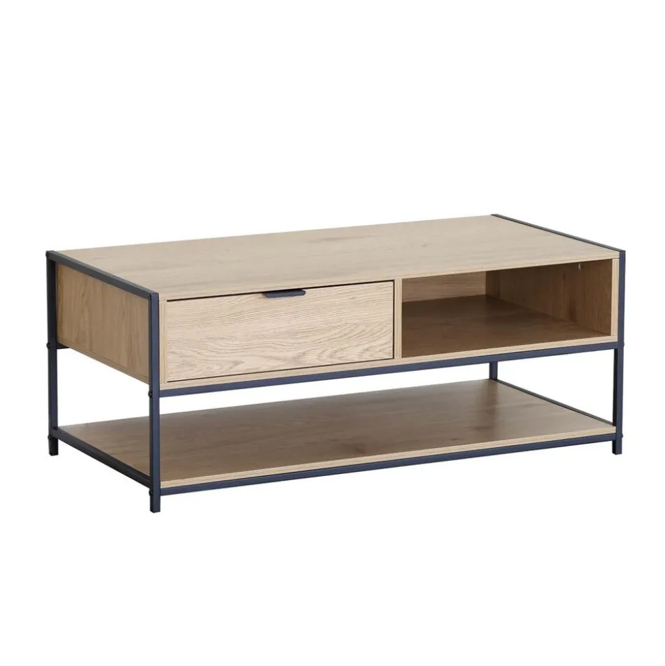 Stolik z szufladą 100 x 50 x 40 cm Sanico, dębowy