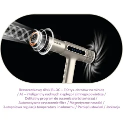 Suszarka do włosów z jonizacją MPM MSW-26, 1600 W, perłowa
