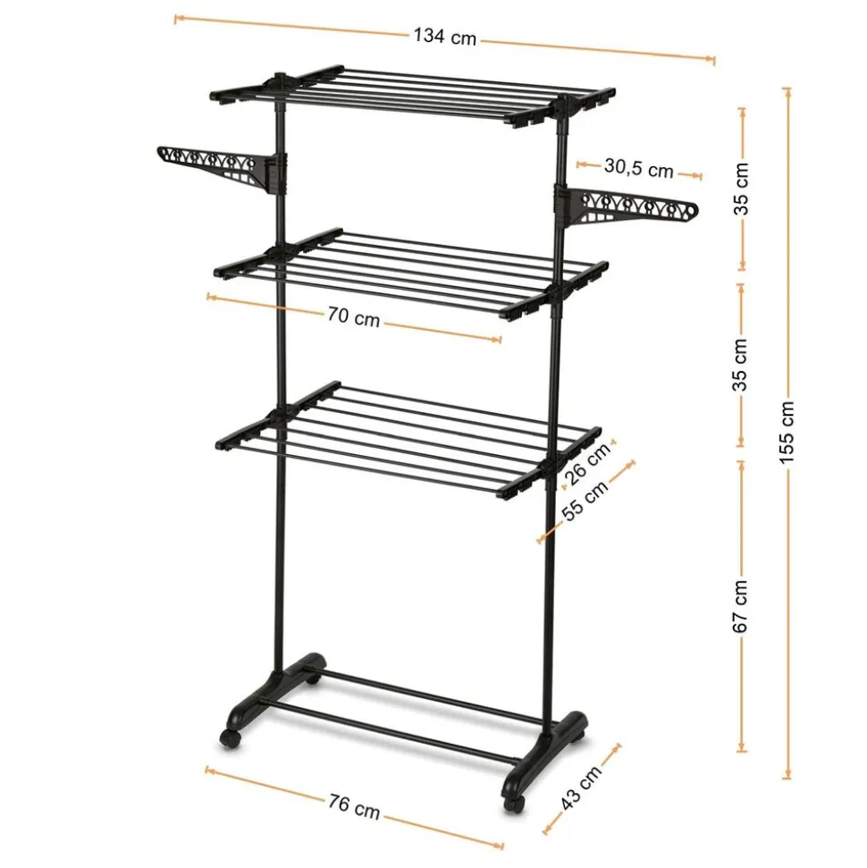 Suszarka na pranie Konighoffer CR-TR-25, 18 m, pionowa, czarna