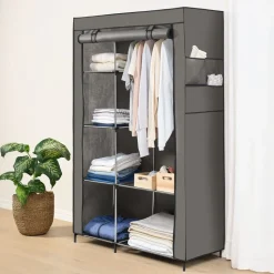 Szafa tekstylna Smukee Home, 105 x 45 x 170 cm, składana, szara