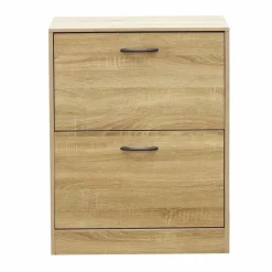 Szafka na buty 60 x 24 x 81 cm Sanico, 2 przegrody, dębowa