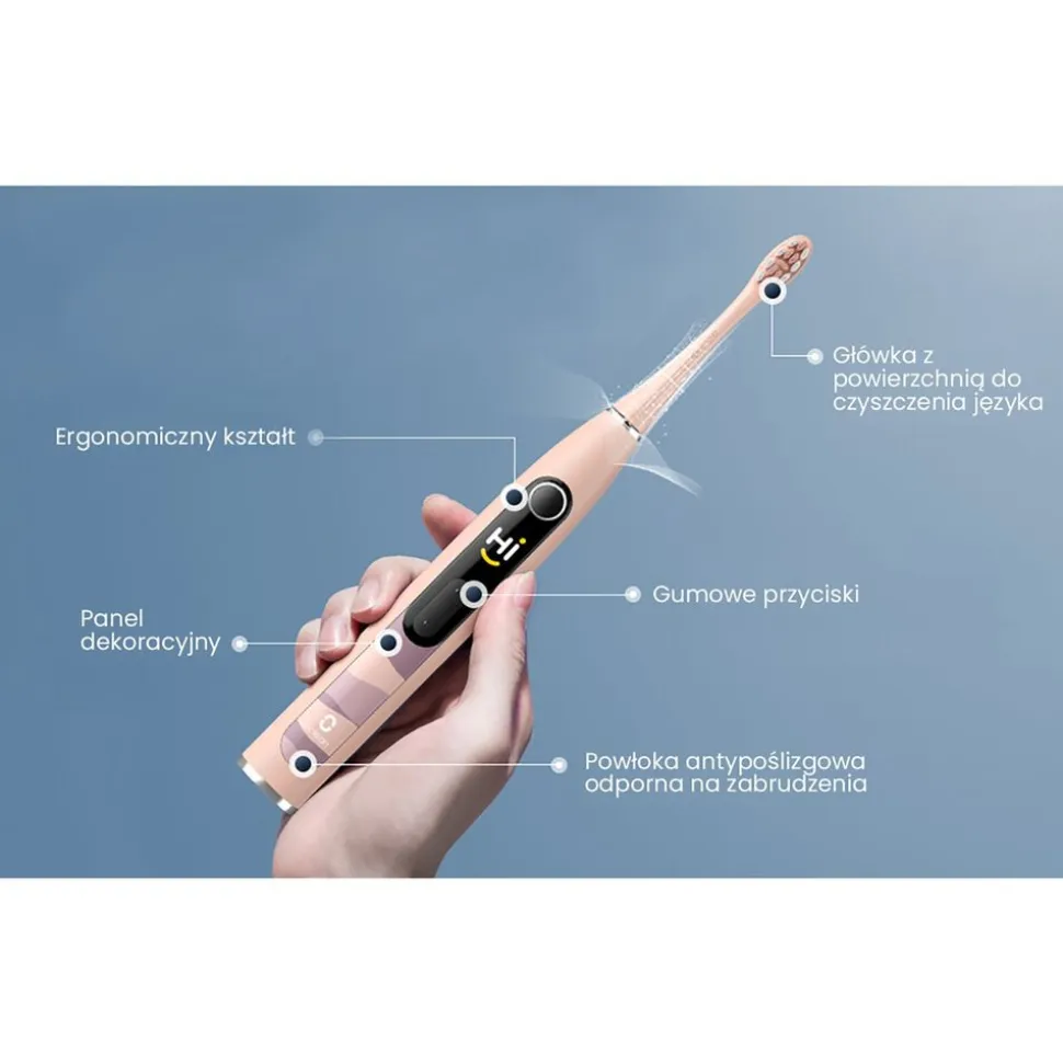 Szczoteczka soniczna z wyświetlaczem Oclean X10, różowa